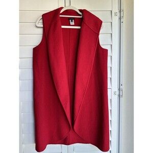 Talbots Womens Small Open Front Cardigan Red Shawl Collar Sweater